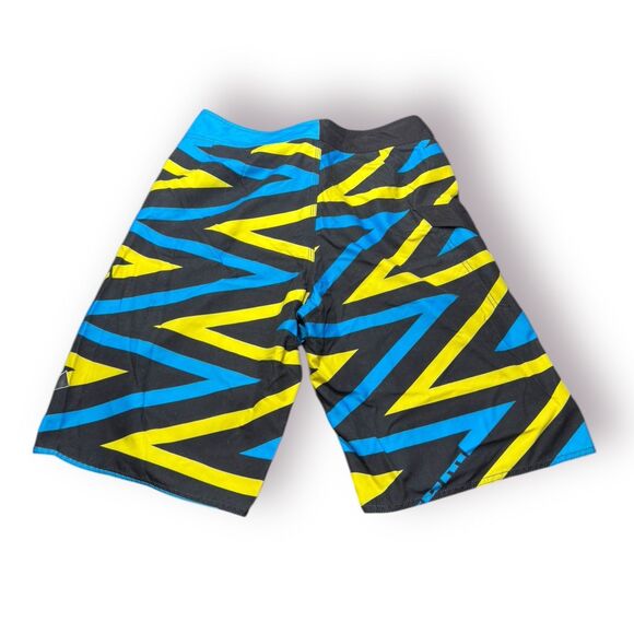 Volcom Blue Yellow‎ Board Shorts Size 32" Swim Trunks Retro Beach Shorts Y2K - Picture 2 of 5
